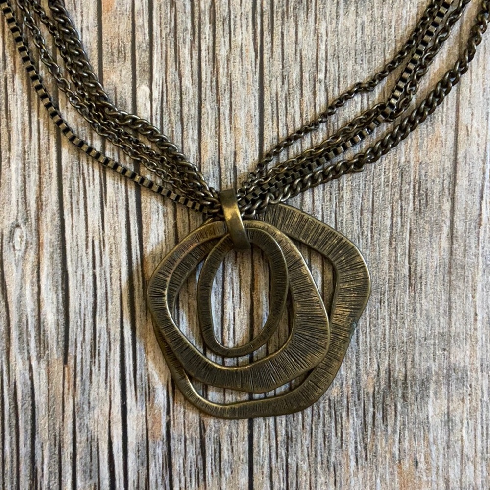 Necklace - 3 Abstract Circles on 4 Chains